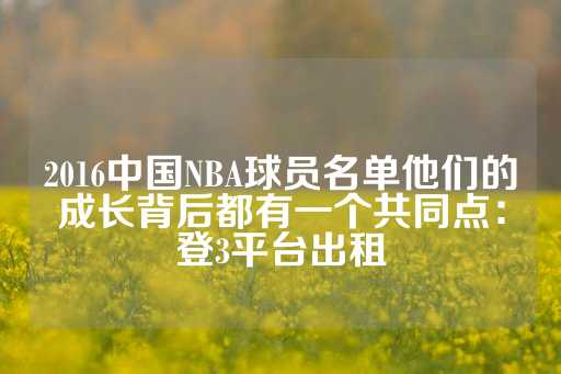 2016中国NBA球员名单他们的成长背后都有一个共同点：登3平台出租-第1张图片-皇冠信用盘出租