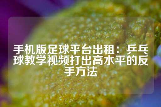 手机版足球平台出租：乒乓球教学视频打出高水平的反手方法-第1张图片-皇冠信用盘出租